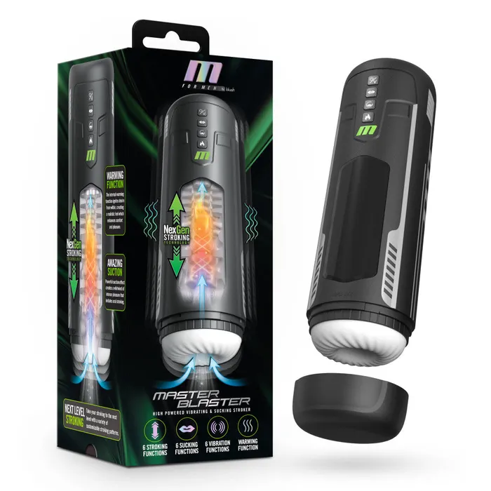 Blush Novelties Male Sex Toys M For Men Master Blaster USB Rechargeable Vibrating Sucking Auto Stroker