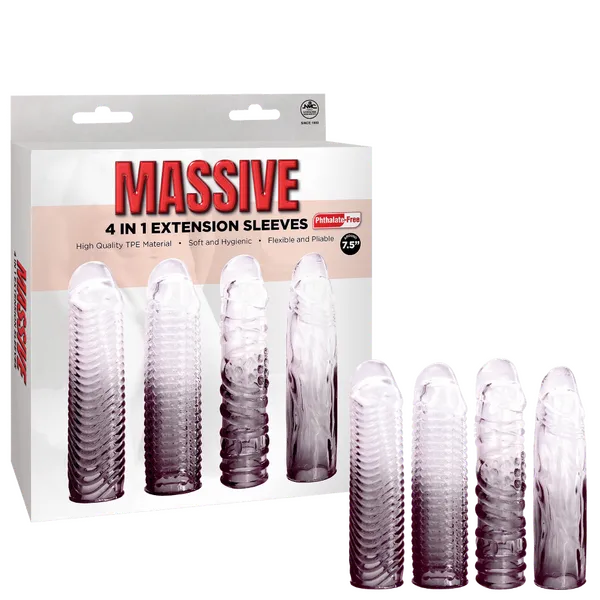 Excellent Power Male Sex Toys Massive 4 in 1 Extension Sleeve Set Multiple Colours