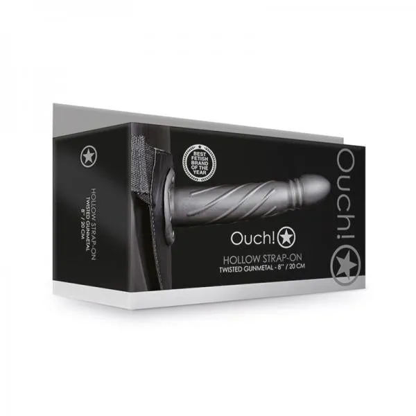 Female Sex Toys Seductucom Ouch Twisted Hollow Strap On 8 In Gunmetal Gray