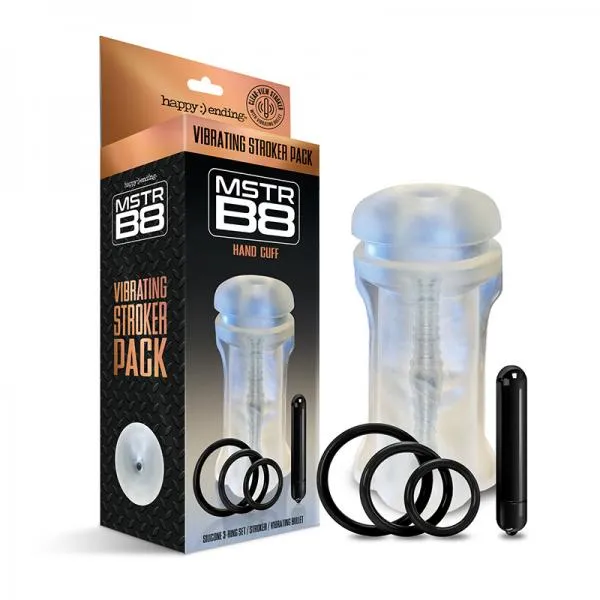 Happy Ending Mstr B8 Vibrating Stroker Pack Hand Cuff Global Novelties Male Sex Toys