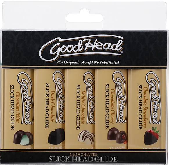 Male Sex Toys Doc Johnson Good Head Slick Head Glide Chocolates 5 Pack