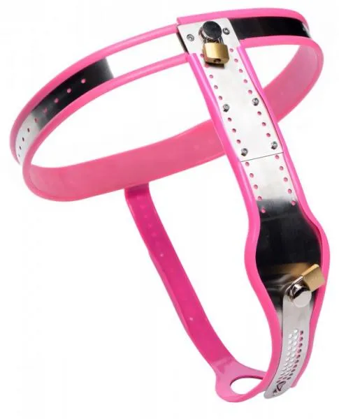 Male Sex Toys Master Series Pink Stainless Steel Adjustable Female Chastity Belt Male Sex Toys Master Series Pink Stainless Steel Adjustable Female Chastity Belt
