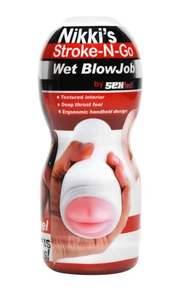 Male Sex Toys Nikkis Stroke N Go Wet Blowjob Stroker SexFlesh