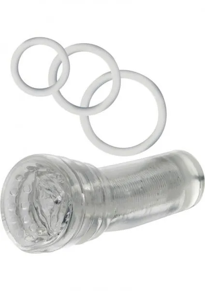 Male Sex Toys Seductucom Travel Head Honcho Kit Masturbator And Cock Rings Clear
