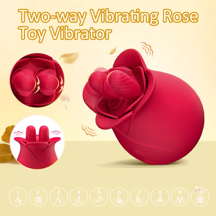 OOTYEMO Female Sex Toys Clitoral Nipple Teaser DualTongued Rose Vibrator