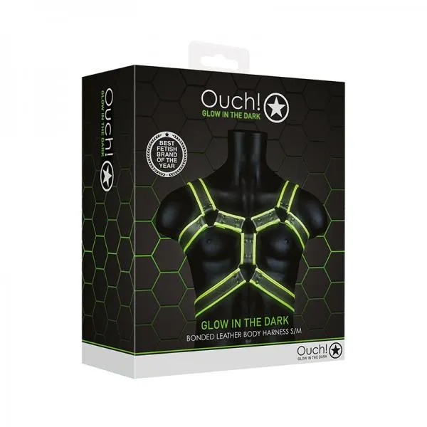 Ouch Glow Body Harness Glow In The Dark Green SM Glo Female Sex Toys