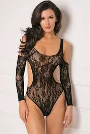 Rene Rofe Sexy Set The Mood Bodysuit Black Anal