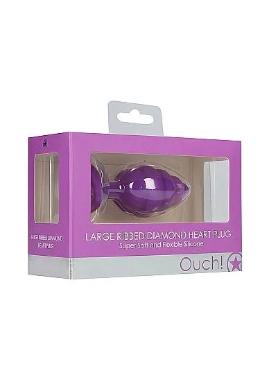Shots Anal Large Ribbed Diamond Heart Plug Purple Shots Anal Large Ribbed Diamond Heart Plug Purple