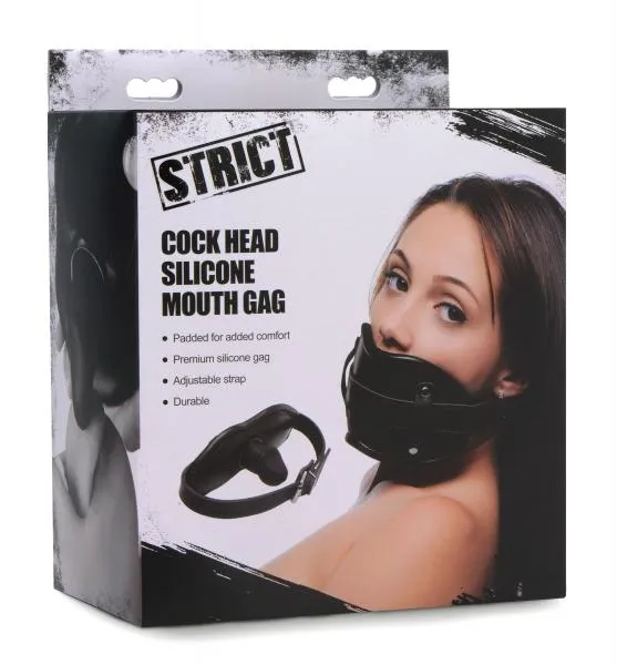 STRICT Dildos Strict Cock Head Silicone Mouth Gag Black