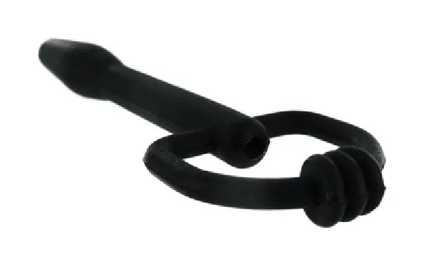 The Master Series The Hallows CumThru DRing Penis Plug Black XR Brands Anal
