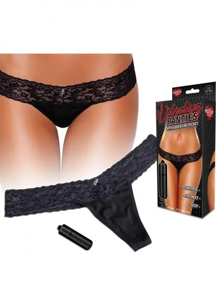 Vibrating Lace Thong Black ML Seductucom Anal