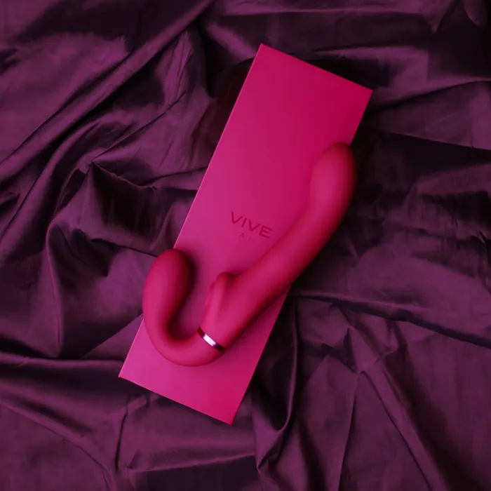 VIVE Dual Vibrating Air Wave Tickler Strapless StrapOn Ai Pink Shots Toys Female Sex Toys