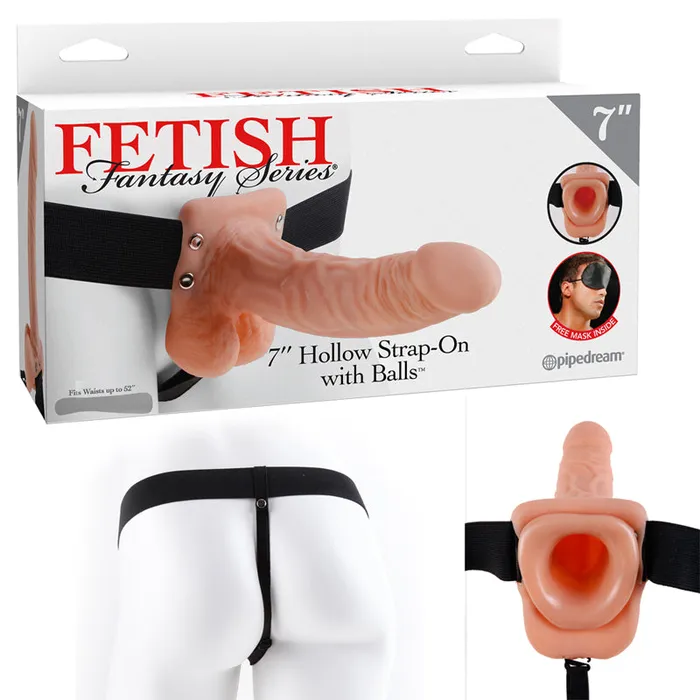 Pipedream Products Female Sex Toys Pipedream Fetish Fantasy Series 7 in Hollow StrapOn with Balls BeigeBlack