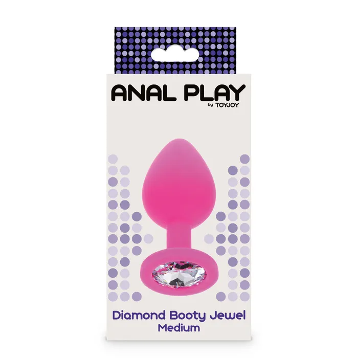 Anal ToyJoy Silicone Butt Plug Clear Crystal Diamond Booty Jewel Pink