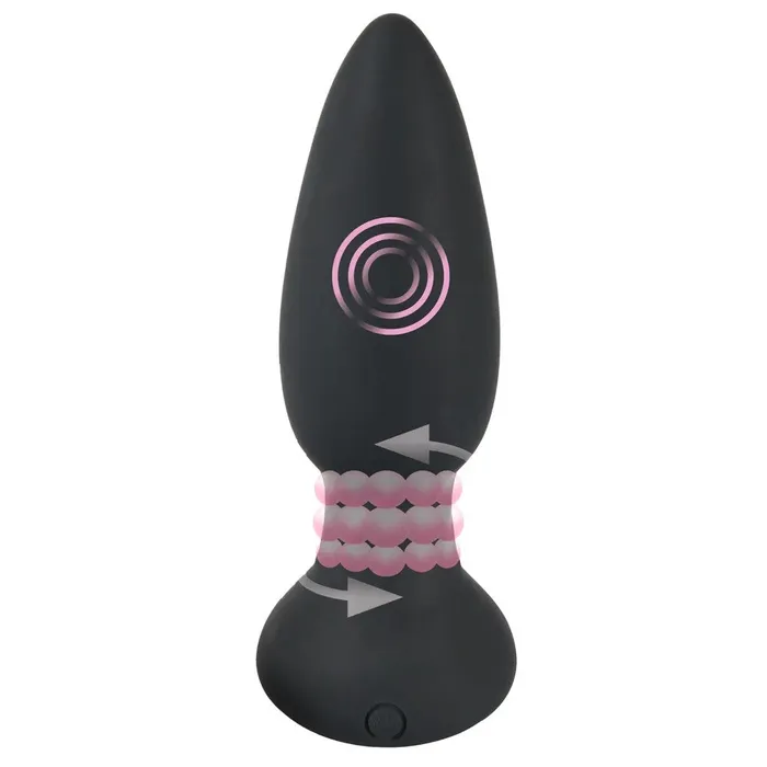 Anal You2Toys Black Velvets Rechargeable Vibrating Rotating Butt Plug with Remote