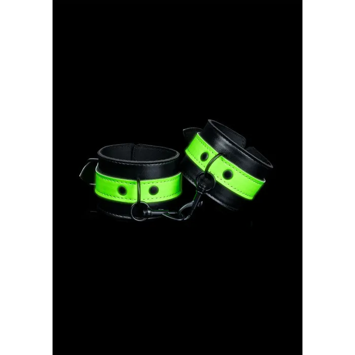 Glow In The Dark Fluorescent Leather Wrist Restraints Ouch Shots Toys Female Sex Toys