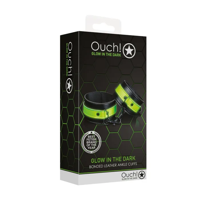 Glow In The Dark Fluorescent Leather Wrist Restraints Ouch Shots Toys Female Sex Toys