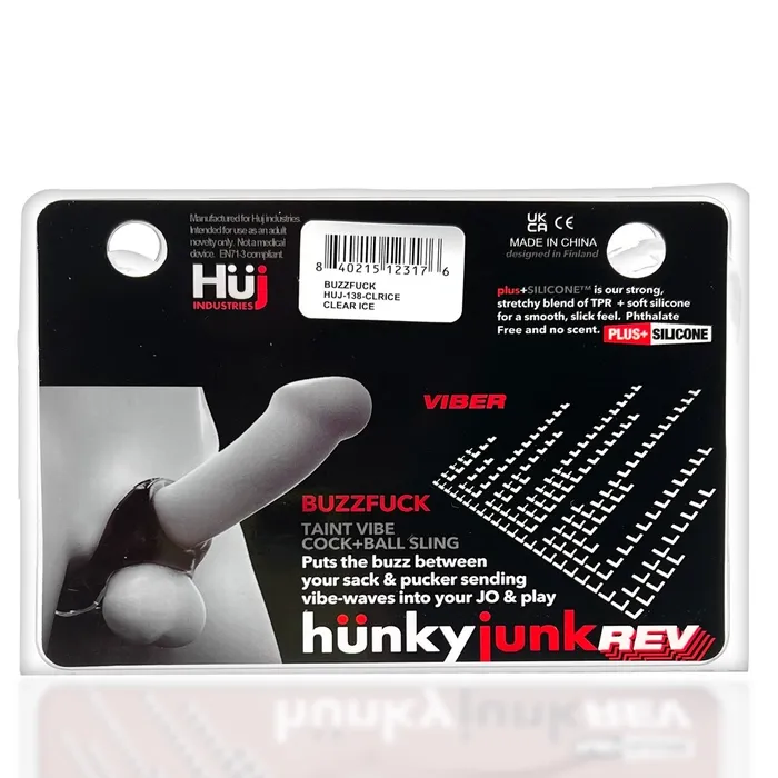 Hunkyjunk Vibrators BUZZFUCK sling with taint vibe CLEAR ICE