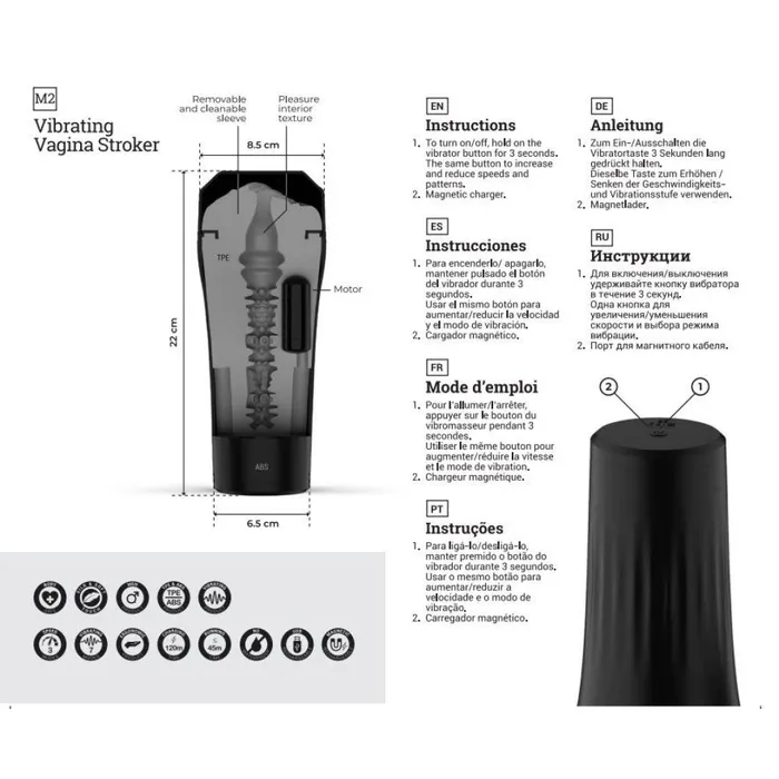 Male Sex Toys Virgite Virgite M2 Rechargeable Vaginal Vibrating Masturbator