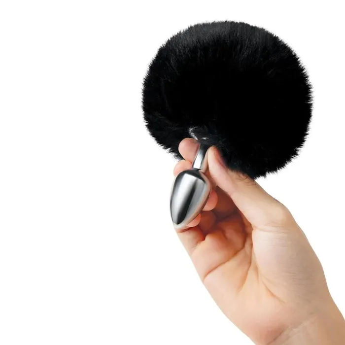 Whipsmart Anal Furry Tales Black Bunny Tail Metal Butt Plug