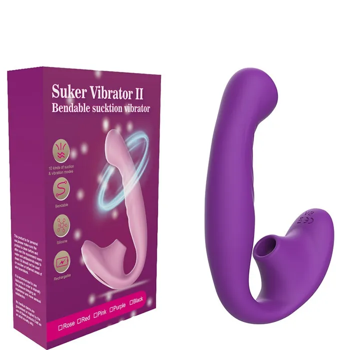Female Sex Toys JRL JRL 2 in 1 Bendable Suction Vibrator GSpot Clitoral Stimulator Purple