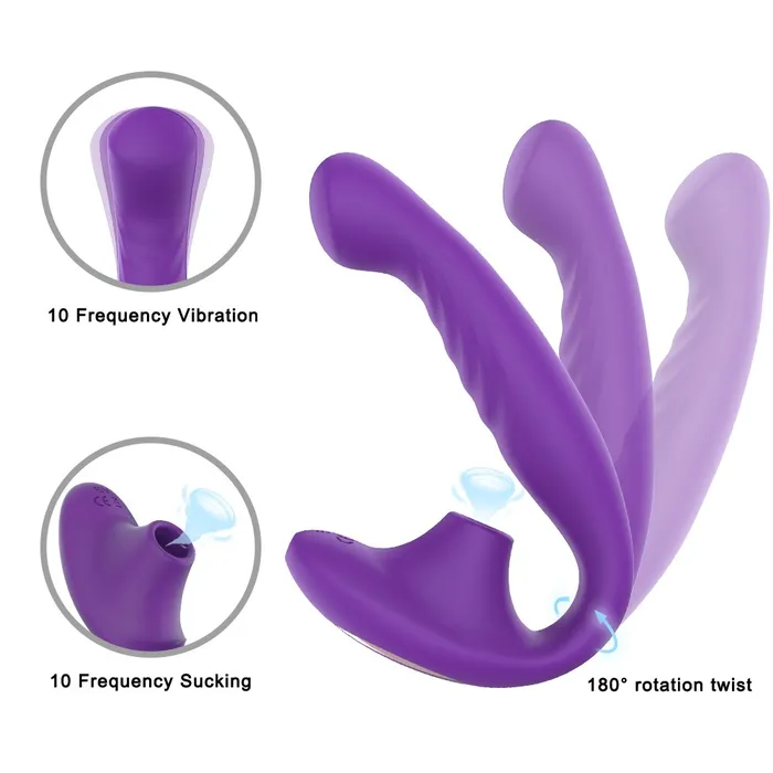 Female Sex Toys JRL JRL 2 in 1 Bendable Suction Vibrator GSpot Clitoral Stimulator Purple