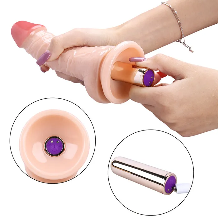 Female Sex Toys MD MD 20cm Realistic Vibrating Dildo Vibrator with Suction Cup Nude