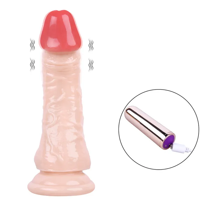 Female Sex Toys MD MD 20cm Realistic Vibrating Dildo Vibrator with Suction Cup Nude