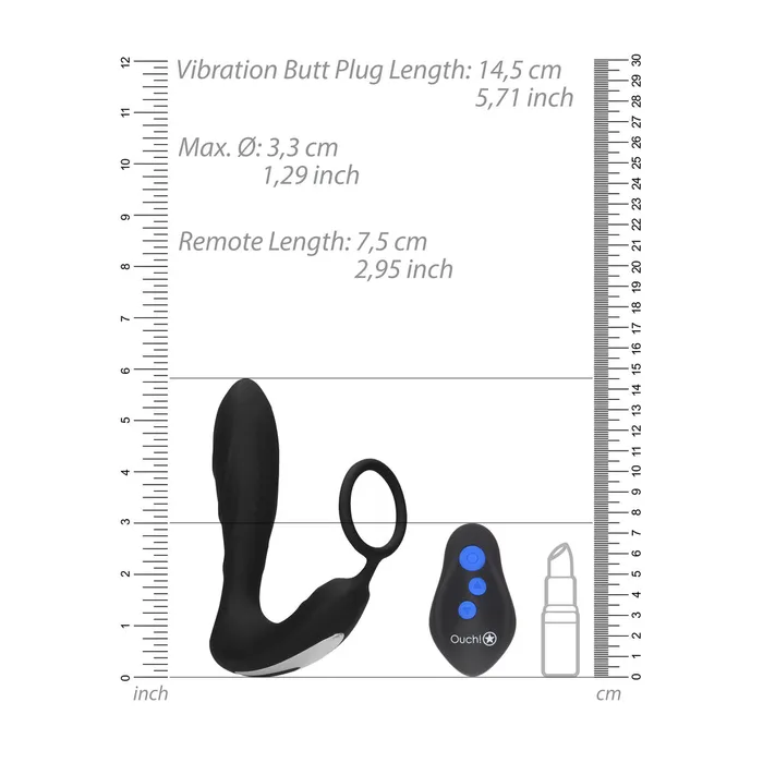 Shots Toys Male Sex Toys Ouch E Stimulation And Vibration Butt Plug And Cock Ring